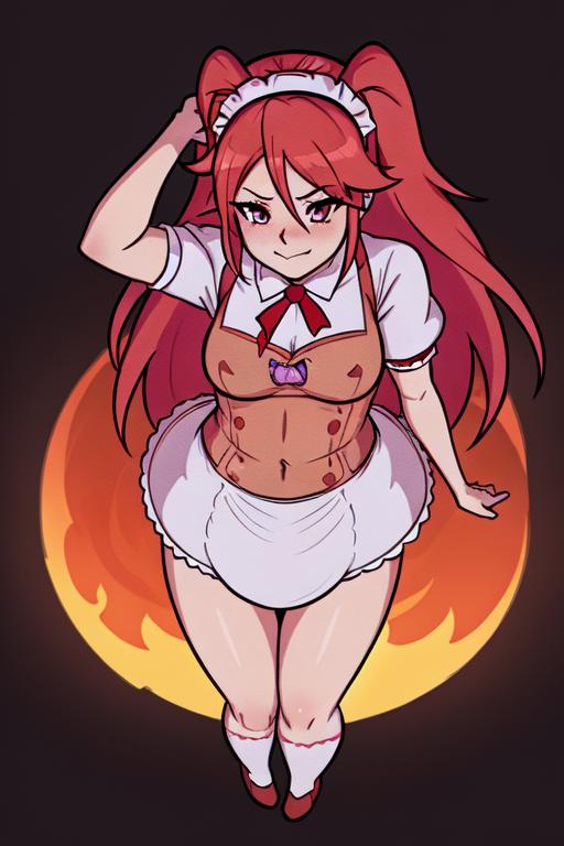 00540-2444827223-high quality, 1girl woman, from above, Bunny Maid Lucie, diaper, red hair, doe eyes, fire in the background, art by shinkai mako.png